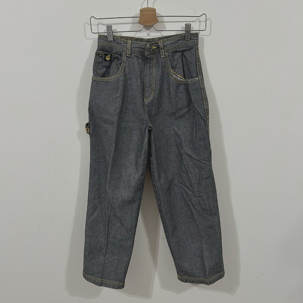 Rocawear Y2K Youth Jeans Sz 10 26x24 Baggy Tapered VTG Hip Hop Grunge Style